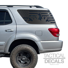 Load image into Gallery viewer, USA Flag w/ Mountain range Decal for 2001 - 2007 Toyota Sequoia Rear Windows - Matte Black
