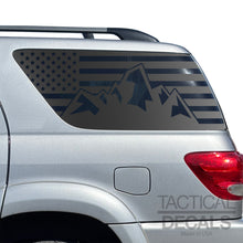 Load image into Gallery viewer, USA Flag w/ Mountain range Decal for 2001 - 2007 Toyota Sequoia Rear Windows - Matte Black
