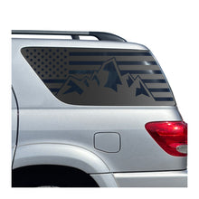 Load image into Gallery viewer, USA Flag w/ Mountain range Decal for 2001 - 2007 Toyota Sequoia Rear Windows - Matte Black
