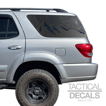 Load image into Gallery viewer, Topography map w/ Mountain Scene Decal for 2001 - 2007 Toyota Sequoia Rear Windows - Matte Black

