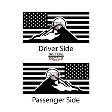 Load image into Gallery viewer, USA Flag with Mountain Scene Decal for 2008 - 2022 Toyota Sequoia Rear Windows - Matte Black
