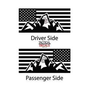 USA Flag with Mountain Scene Decal for 2008 - 2022 Toyota Sequoia Rear Windows - Matte Black