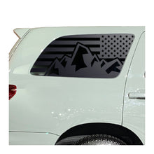 Load image into Gallery viewer, USA Flag with Mountain Scene Decal for 2008 - 2022 Toyota Sequoia Rear Windows - Matte Black
