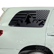 Load image into Gallery viewer, USA Flag with Mountain Scene Decal for 2008 - 2022 Toyota Sequoia Rear Windows - Matte Black
