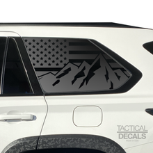 Load image into Gallery viewer, USA Flag w/ Mountain Scene Decal for 2023 - 2024 Toyota Sequoia Rear Windows - Matte Black
