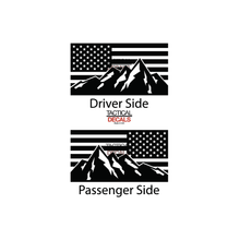 Load image into Gallery viewer, USA Flag w/ Mountain Scene Decal for 2023 - 2024 Toyota Sequoia Rear Windows - Matte Black
