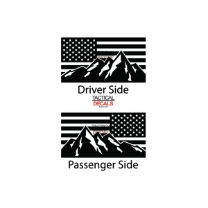 USA Flag w/ Mountain Scene Decal for 2023 - 2024 Toyota Sequoia Rear Windows - Matte Black