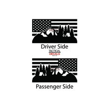 Load image into Gallery viewer, USA Flag w/ Camping Mountain Scene Decal for 2023 - 2024 Toyota Sequoia Rear Windows - Matte Black
