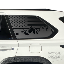 Load image into Gallery viewer, USA Flag w/ Mountain Bear Scene Decal for 2023 - 2024 Toyota Sequoia Rear Windows - Matte Black
