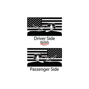 USA Flag w/ Beach Scene Decal for 2023 - 2024 Toyota Sequoia Rear Windows - Matte Black
