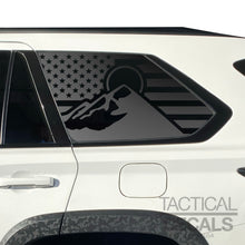 Load image into Gallery viewer, USA Flag with Mountain Scene Decal for 2023 - 2025 Toyota Sequoia Rear Windows - Matte Black
