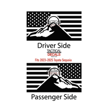 Load image into Gallery viewer, USA Flag with Mountain Scene Decal for 2023 - 2025 Toyota Sequoia Rear Windows - Matte Black
