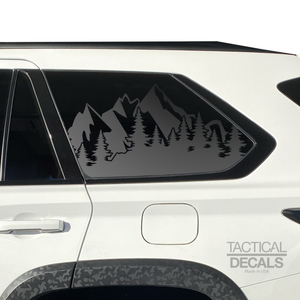 Outdoor Mountain Scene Decal for 2023 - 2024 Toyota Sequoia Rear Windows - Matte Black