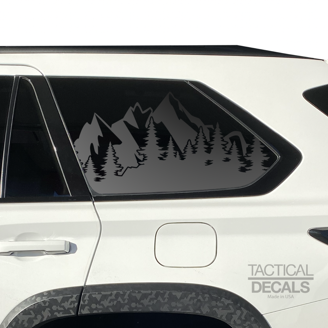 Outdoor Mountain Scene Decal for 2023 - 2024 Toyota Sequoia Rear Windows - Matte Black