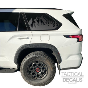 Outdoor Mountain Scene Decal for 2023 - 2024 Toyota Sequoia Rear Windows - Matte Black