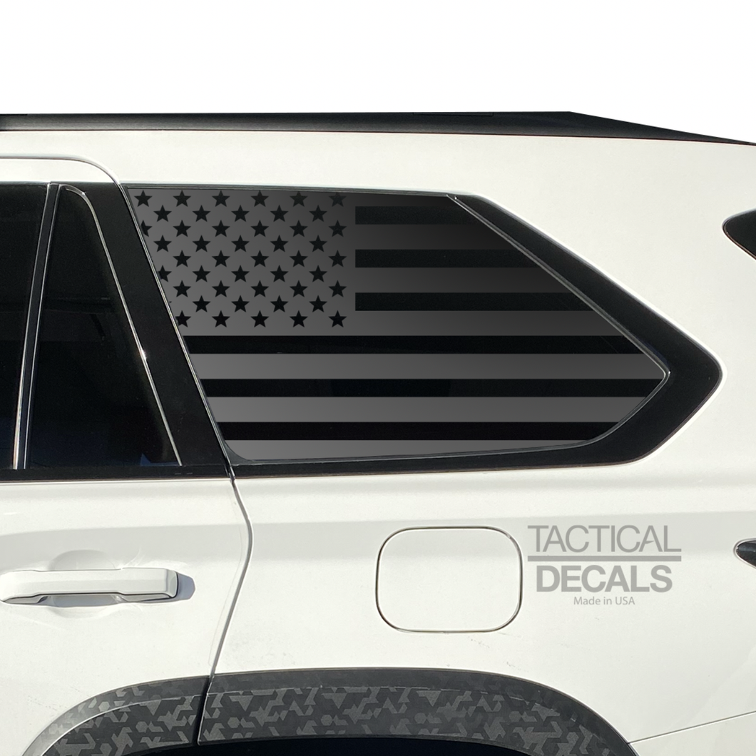 USA Flag Decal for 2023 - 2024 Toyota Sequoia Rear Windows - Matte Black