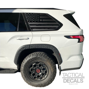 Distressed USA Flag Decal for 2023 - 2024 Toyota Sequoia Rear Windows - Matte Black