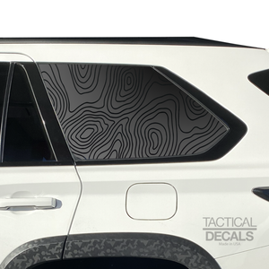 Topography Map Decal for 2023 - 2024 Toyota Sequoia Rear Windows - Matte Black