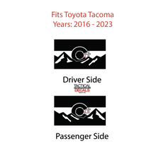 Load image into Gallery viewer, State of Colorado Flag w/Mountain Scene Decal for 2016 - 2023 Toyota Tacoma Rear Door Windows - Matte Black
