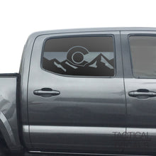 Load image into Gallery viewer, State of Colorado Flag w/Mountain Scene Decal for 2016 - 2023 Toyota Tacoma Rear Door Windows - Matte Black
