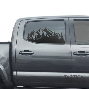 Mountain Scene Decal for 2016 - 2023 Toyota Tacoma Rear Door Windows - Matte Black