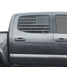 Load image into Gallery viewer, Distressed USA Flag Decal for 2016 - 2023 Toyota Tacoma Rear Door Windows - Matte Black
