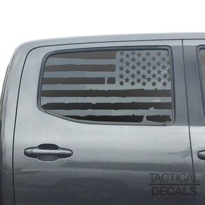 Distressed USA Flag Decal for 2016 - 2023 Toyota Tacoma Rear Door Windows - Matte Black