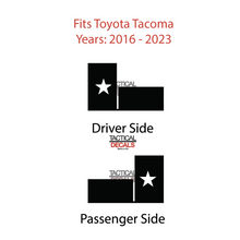 Load image into Gallery viewer, State of Texas Flag Decal for 2016 - 2023 Toyota Tacoma Rear Door Windows - Matte Black
