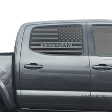 Load image into Gallery viewer, Veteran - USA Flag Decal for 2016 - 2023 Toyota Tacoma Rear Door Windows - Matte Black

