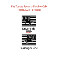 Load image into Gallery viewer, USA Flag with Horse Decal for 2024+ Toyota Tacoma Rear Door Windows - Matte Black
