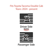 Load image into Gallery viewer, USA Flag with Bulldog(K9) Decal for 2024+ Toyota Tacoma Rear Door Windows - Matte Black
