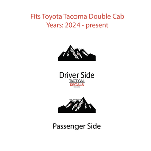 Mountain Scene Decals for 2024+ Toyota Tacoma Rear Door Windows - Matte Black