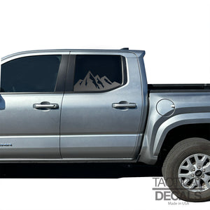Mountain Scene Decals for 2024+ Toyota Tacoma Rear Door Windows - Matte Black