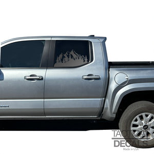Outdoor Mountain Scene Decals for 2024+ Toyota Tacoma Rear Door Windows - Matte Black
