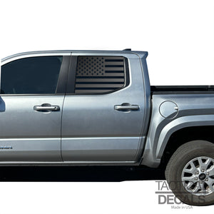 USA Flag Decal for 2024+ Toyota Tacoma Rear Door Windows - Matte Black
