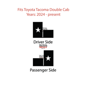 State of Texas Flag Decal for 2024+ Toyota Tacoma Rear Door Windows - Matte Black