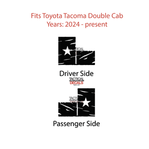 State of Texas Distressed Flag Decal for 2024+ Toyota Tacoma Rear Door Windows - Matte Black