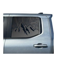 Load image into Gallery viewer, Topography Mountain Scene Decals for 2024+ Toyota Tacoma Rear Door Windows - Matte Black
