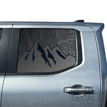 Load image into Gallery viewer, Topography Mountain Scene Decals for 2024+ Toyota Tacoma Rear Door Windows - Matte Black

