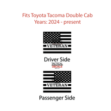 Load image into Gallery viewer, Veteran - USA Flag Decal for 2024+ Toyota Tacoma Rear Door Windows - Matte Black
