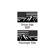 Load image into Gallery viewer, USA Flag w/ Mountain Scene Decals Fits 1999-2004 Jeep Grand Cherokee - Matte Black
