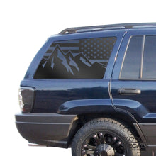 Load image into Gallery viewer, USA Flag w/ Mountain Scene Decals Fits 1999-2004 Jeep Grand Cherokee - Matte Black
