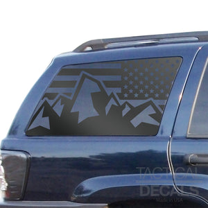 USA Flag with Mountain Scene Decals Fits 1999-2004 Jeep Grand Cherokee - Matte Black