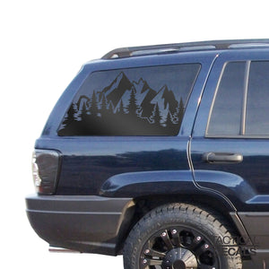 Mountain Scene w/Trees Decals Fits 1999-2004 Jeep Grand Cherokee - Matte Black