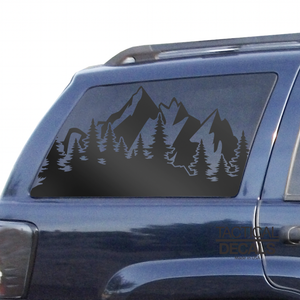 Mountain Scene w/Trees Decals Fits 1999-2004 Jeep Grand Cherokee - Matte Black