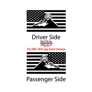 USA Flag Mountain Scene Decal for 2005-2010 Jeep Grand Cherokee 3rd Windows - Matte Black
