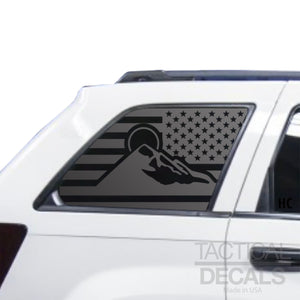 USA Flag Mountain Scene Decal for 2005-2010 Jeep Grand Cherokee 3rd Windows - Matte Black