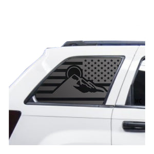 USA Flag Mountain Scene Decal for 2005-2010 Jeep Grand Cherokee 3rd Windows - Matte Black