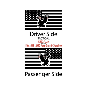 USA Flag with Eagle Decal for 2005-2010 Jeep Grand Cherokee 3rd Windows - Matte Black
