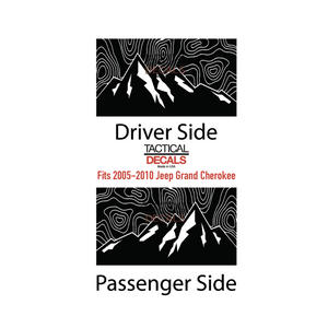 Topography Mountain Scene Decal for 2005-2010 Jeep Grand Cherokee 3rd Windows - Matte Black